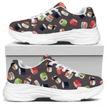 Colorful Japanese Sushi Pattern Print White Chunky Shoes