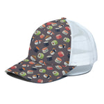 Colorful Japanese Sushi Pattern Print White Mesh Trucker Cap