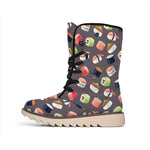 Colorful Japanese Sushi Pattern Print Winter Boots