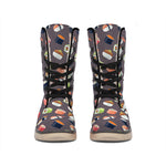 Colorful Japanese Sushi Pattern Print Winter Boots