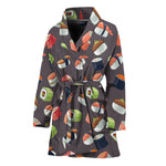 Colorful Japanese Sushi Pattern Print Women's Bathrobe