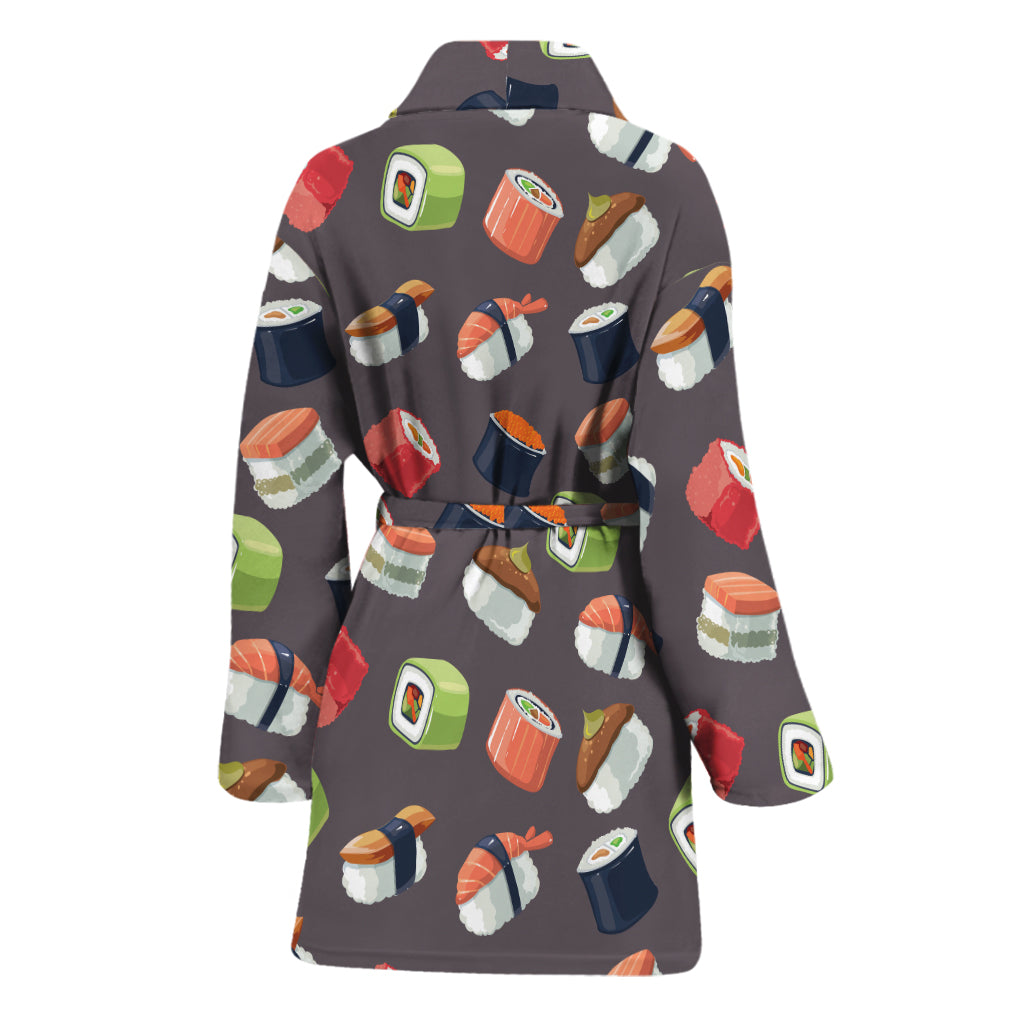 Colorful Japanese Sushi Pattern Print Women's Bathrobe