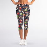 Colorful Japanese Sushi Pattern Print Women's Capri Leggings