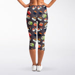 Colorful Japanese Sushi Pattern Print Women's Capri Leggings