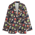 Colorful Japanese Sushi Pattern Print Women's Cotton Blazer