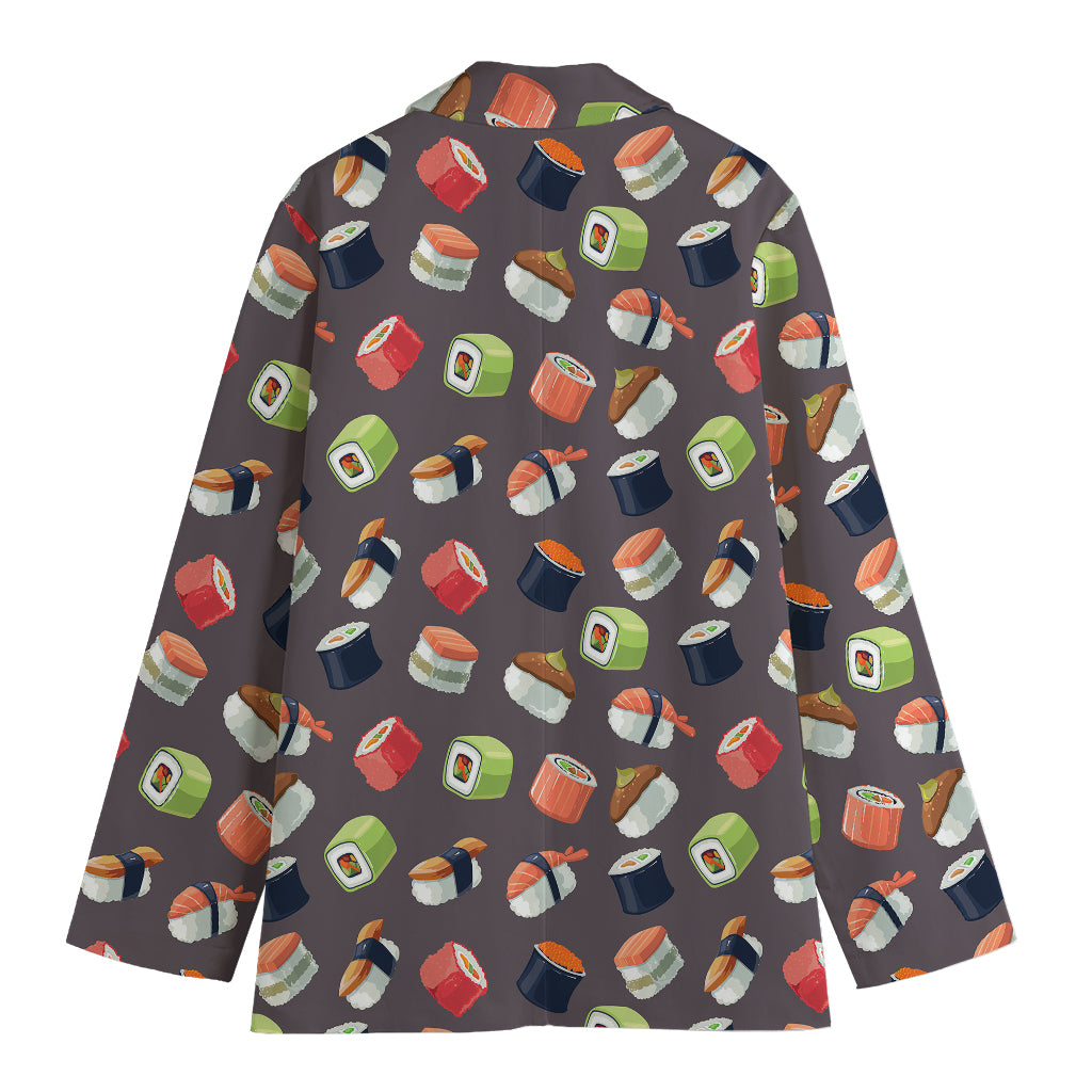 Colorful Japanese Sushi Pattern Print Women's Cotton Blazer