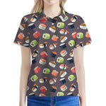 Colorful Japanese Sushi Pattern Print Women's Polo Shirt