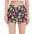 Colorful Japanese Sushi Pattern Print Women's Split Running Shorts