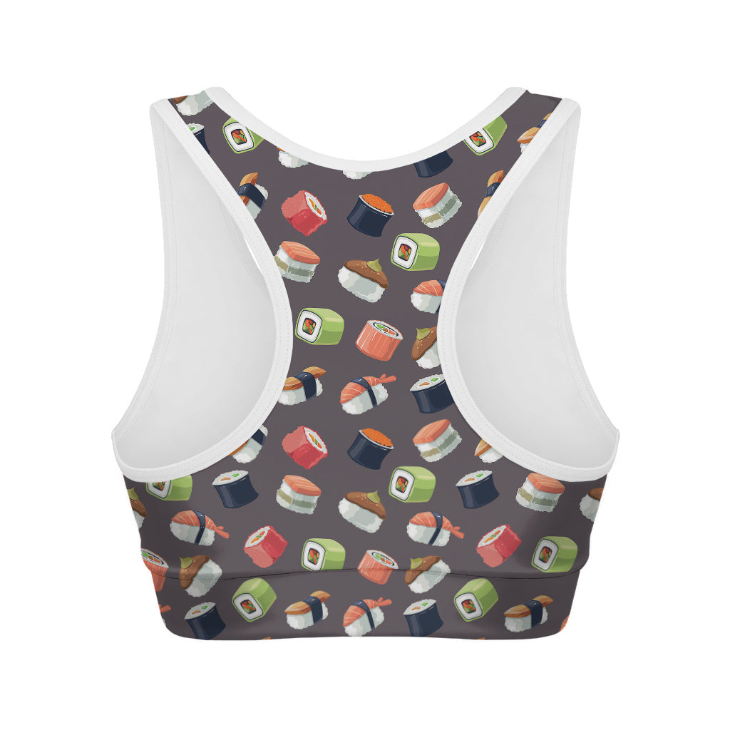 Colorful Japanese Sushi Pattern Print Women's Sports Bra