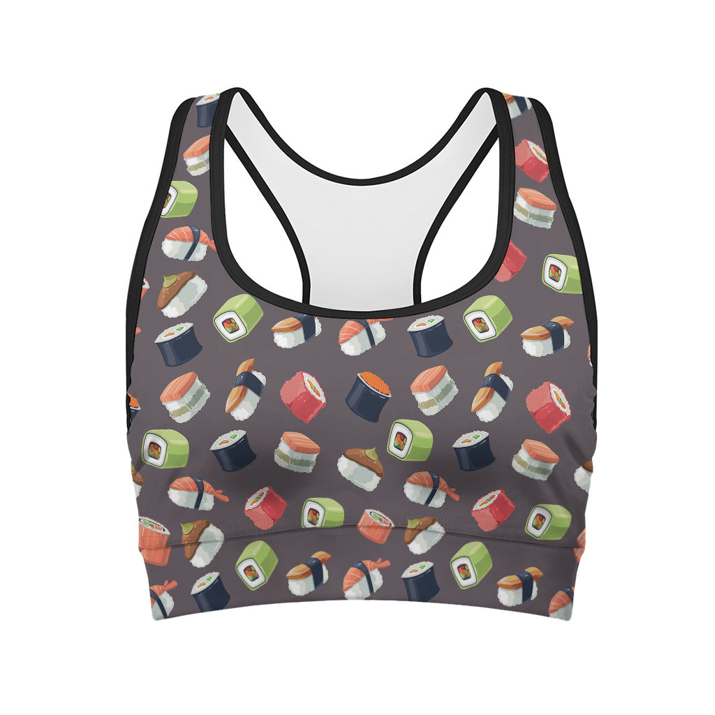 Colorful Japanese Sushi Pattern Print Women's Sports Bra
