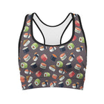 Colorful Japanese Sushi Pattern Print Women's Sports Bra