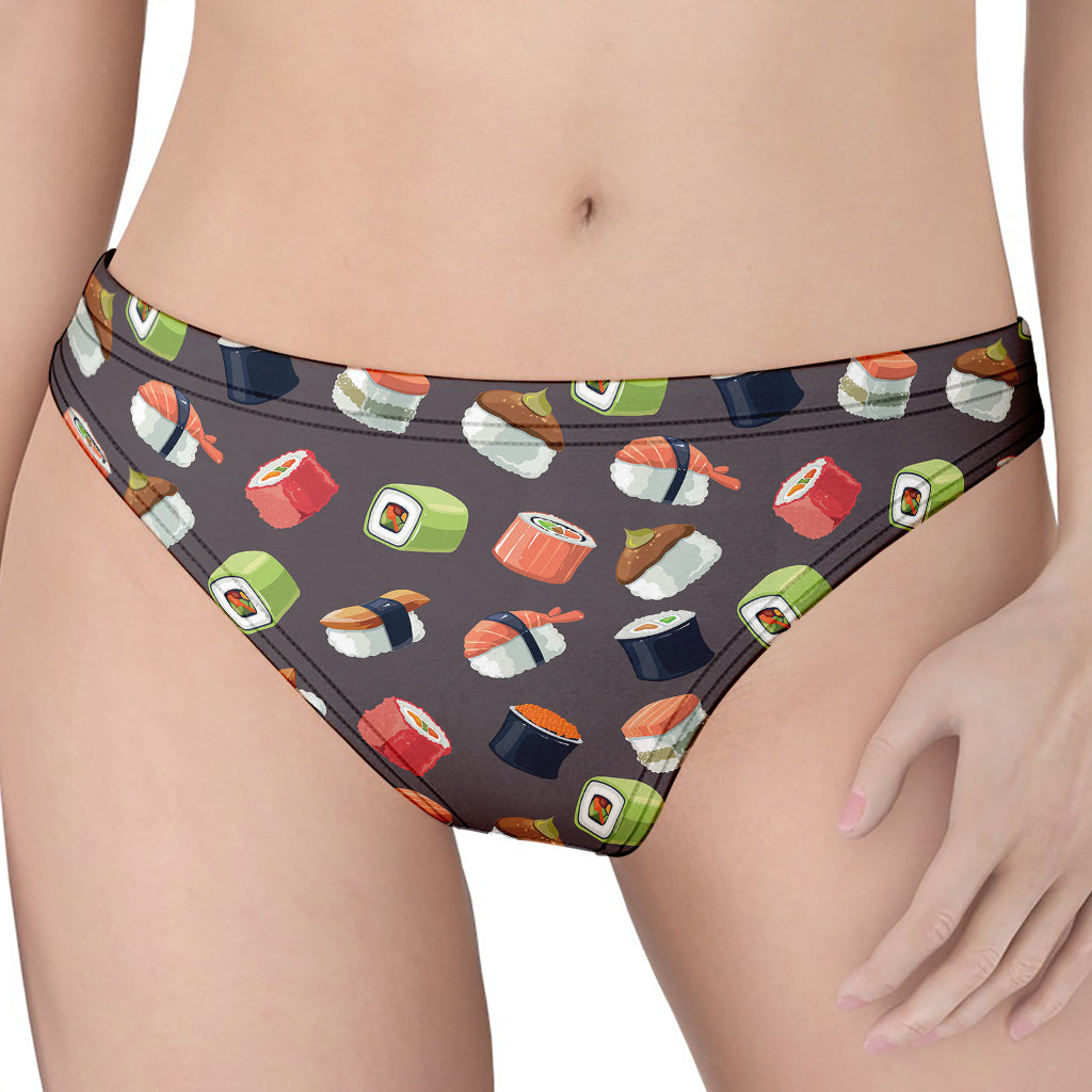 Colorful Japanese Sushi Pattern Print Women's Thong