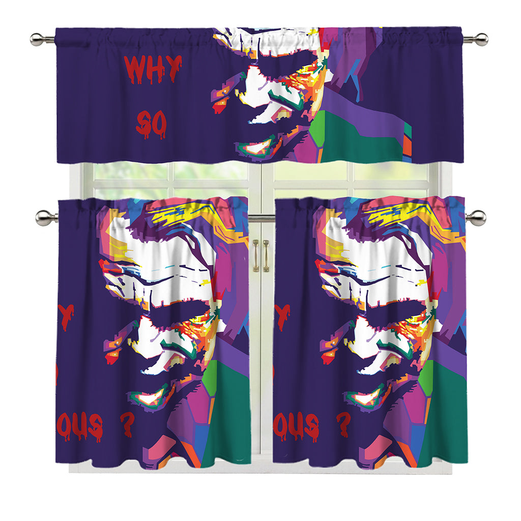 Colorful Joker Why So Serious Print 3 Piece Kitchen Curtains