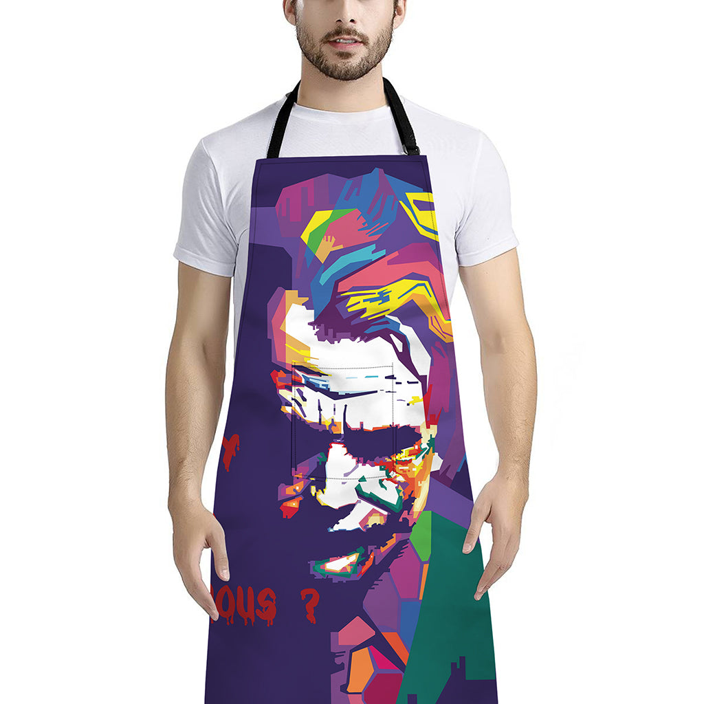 Colorful Joker Why So Serious Print Bib Apron With Pocket