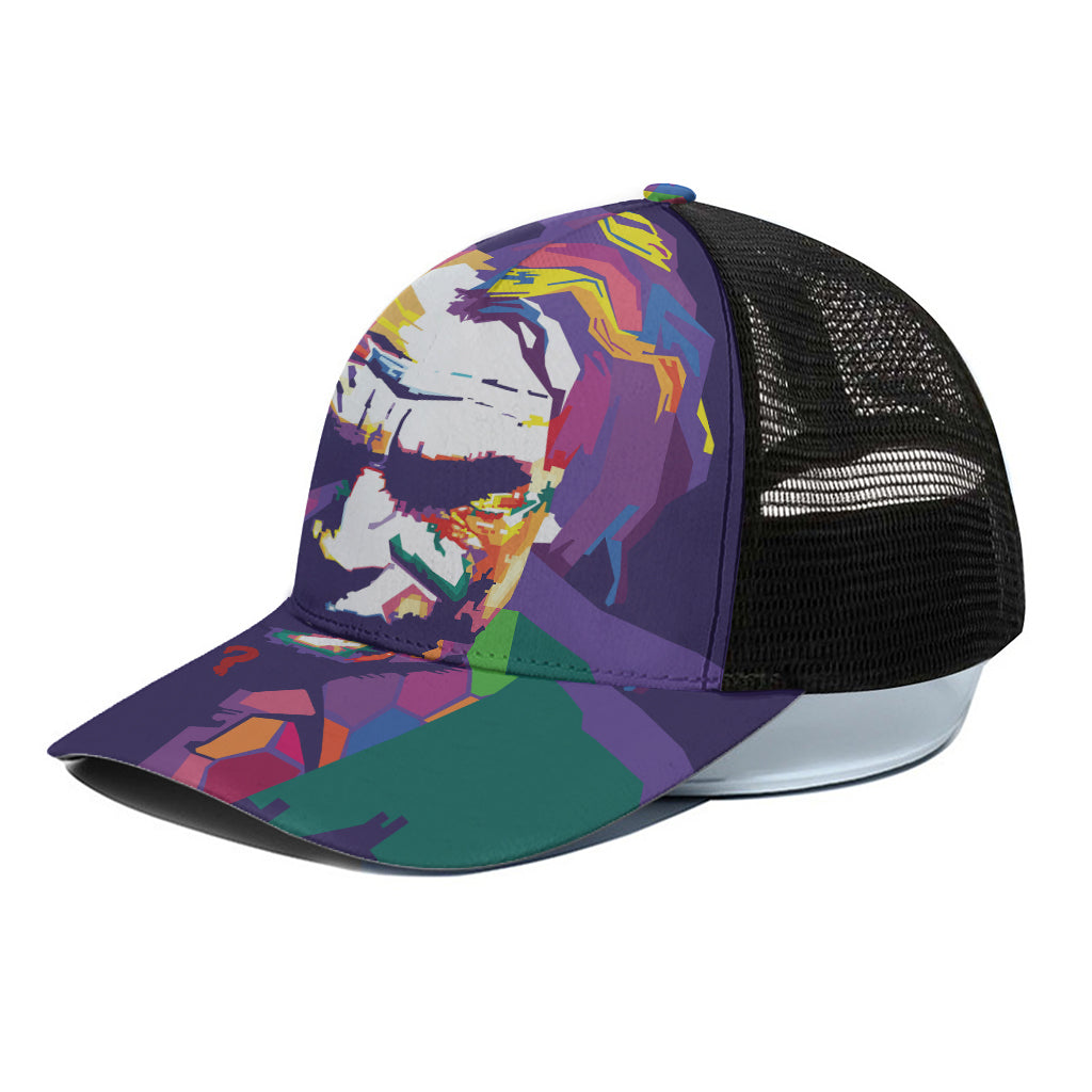 Colorful Joker Why So Serious Print Black Mesh Trucker Cap
