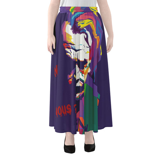 Colorful Joker Why So Serious Print Chiffon Maxi Skirt