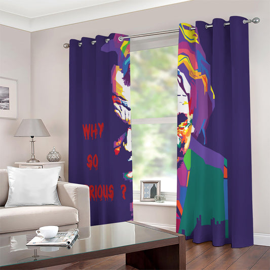 Colorful Joker Why So Serious Print Extra Wide Grommet Curtains