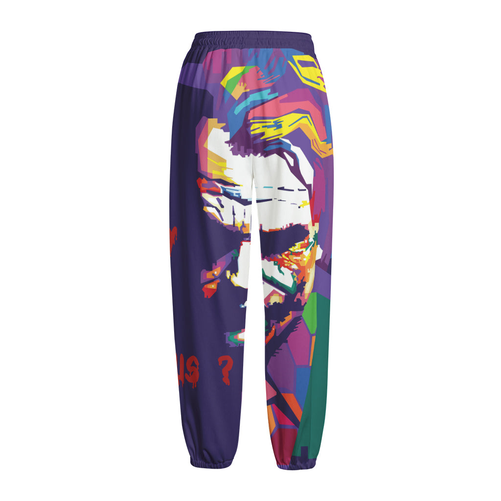 Colorful Joker Why So Serious Print Fleece Lined Knit Pants