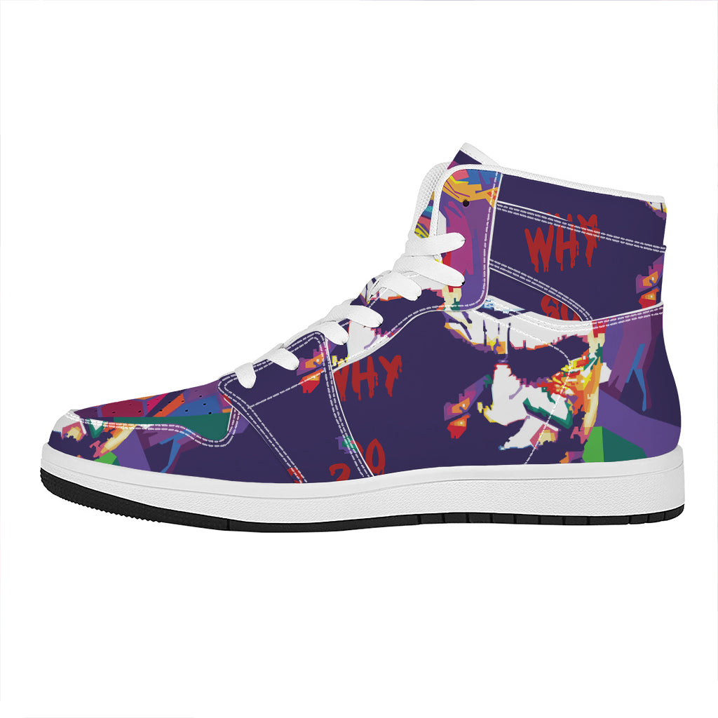 Colorful Joker Why So Serious Print High Top Leather Sneakers