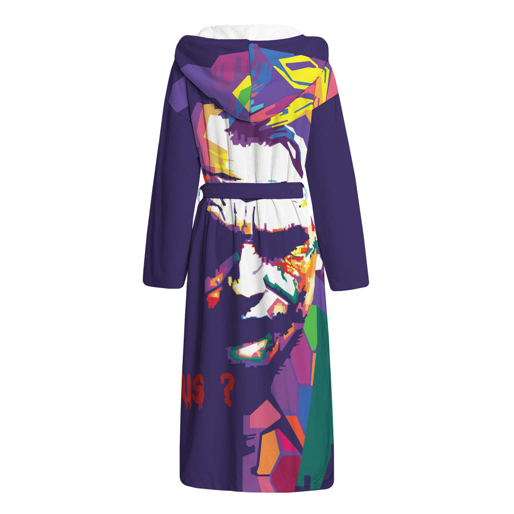 Colorful Joker Why So Serious Print Hooded Bathrobe