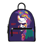 Colorful Joker Why So Serious Print Leather Backpack