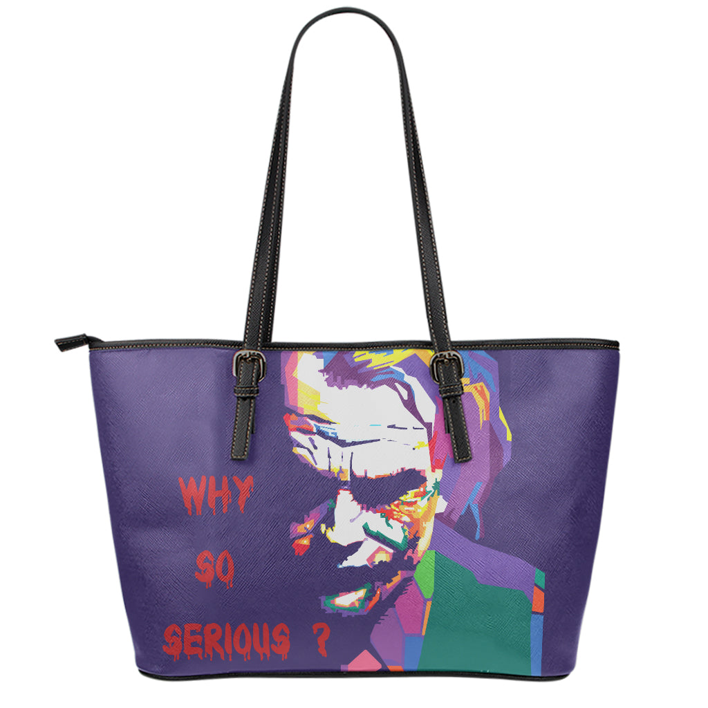 Colorful Joker Why So Serious Print Leather Tote Bag