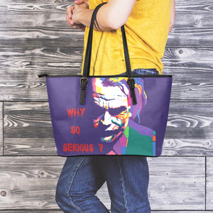 Colorful Joker Why So Serious Print Leather Tote Bag