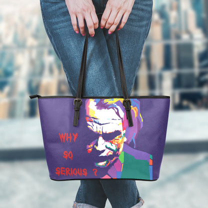 Colorful Joker Why So Serious Print Leather Tote Bag