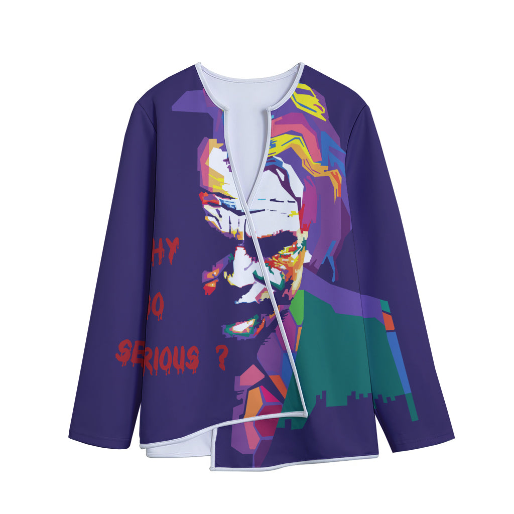 Colorful Joker Why So Serious Print Long Sleeve Short Coat