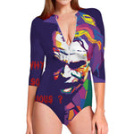 Colorful Joker Why So Serious Print Long Sleeve Swimsuit