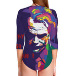Colorful Joker Why So Serious Print Long Sleeve Swimsuit