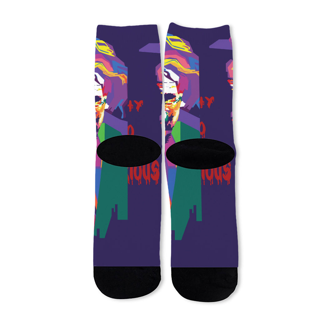 Colorful Joker Why So Serious Print Long Socks
