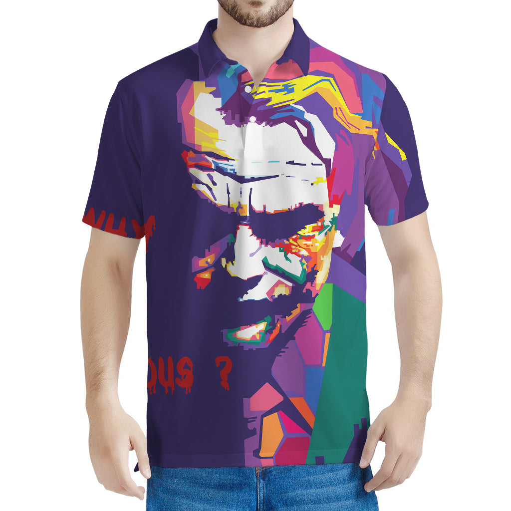Colorful Joker Why So Serious Print Men's Polo Shirt