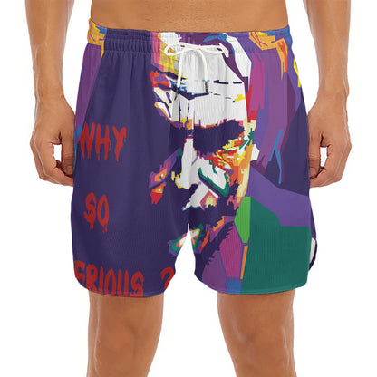 Colorful Joker Why So Serious Print Men's Split Running Shorts