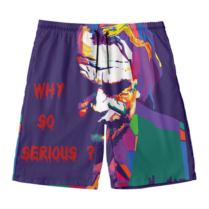 Colorful Joker Why So Serious Print Men's Swim Trunks