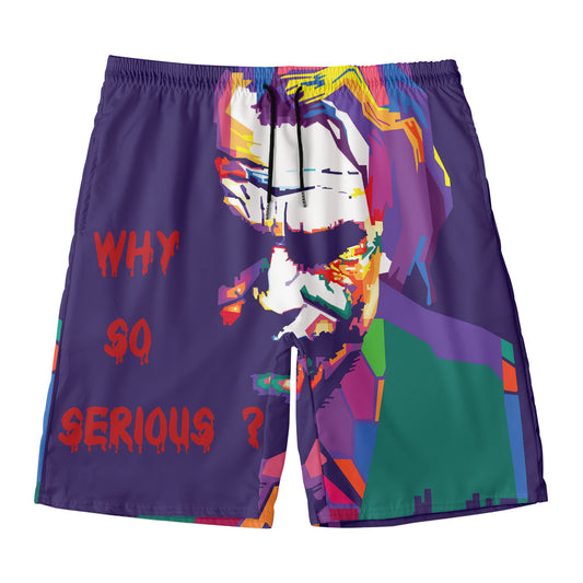 Colorful Joker Why So Serious Print Men's Swim Trunks