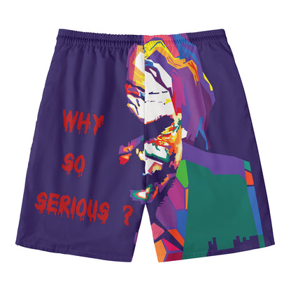 Colorful Joker Why So Serious Print Men's Swim Trunks