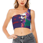 Colorful Joker Why So Serious Print One Shoulder Crop Top