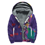 Colorful Joker Why So Serious Print Sherpa Lined Zip Up Hoodie