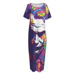 Colorful Joker Why So Serious Print Short Sleeve Long Nightdress