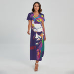Colorful Joker Why So Serious Print Short Sleeve Maxi Dress