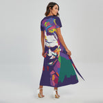 Colorful Joker Why So Serious Print Short Sleeve Maxi Dress