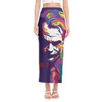 Colorful Joker Why So Serious Print Side Slit Maxi Skirt