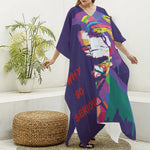 Colorful Joker Why So Serious Print Silk V-Neck Kaftan Dress