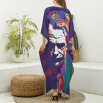 Colorful Joker Why So Serious Print Silk V-Neck Kaftan Dress