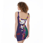 Colorful Joker Why So Serious Print Sleeveless Bodycon Dress