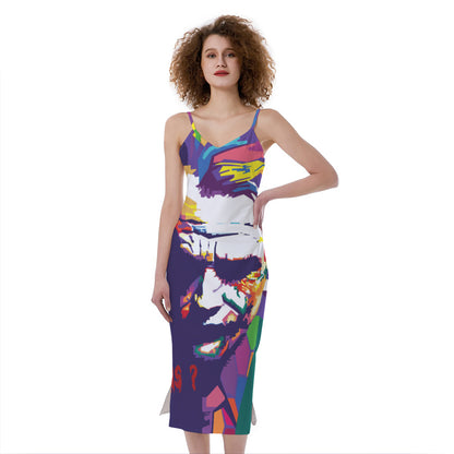 Colorful Joker Why So Serious Print Slim Fit Midi Cami Dress