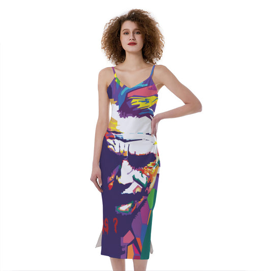 Colorful Joker Why So Serious Print Slim Fit Midi Cami Dress