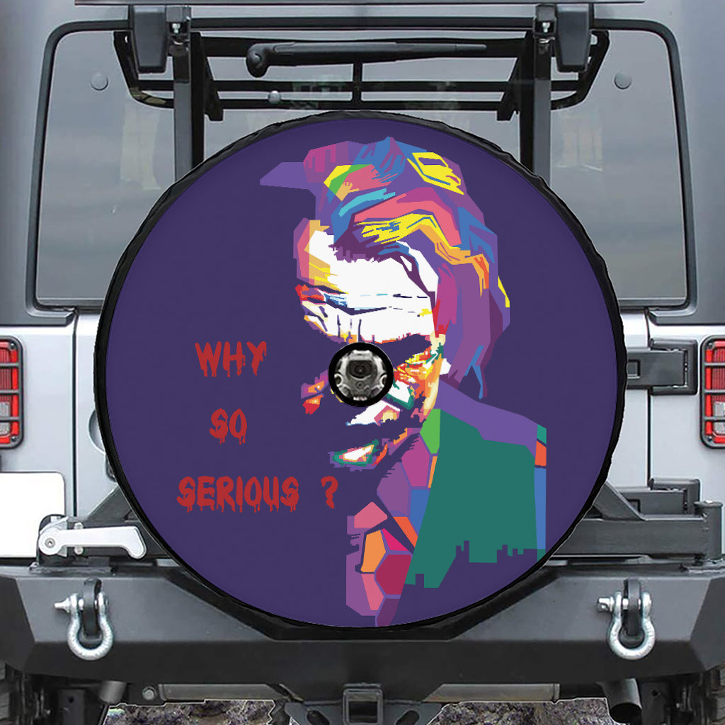 Colorful Joker Why So Serious Print Tire Cover With Camera Hole