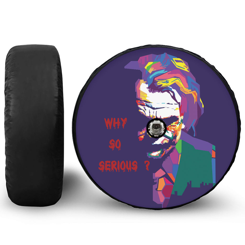 Colorful Joker Why So Serious Print Tire Cover With Camera Hole